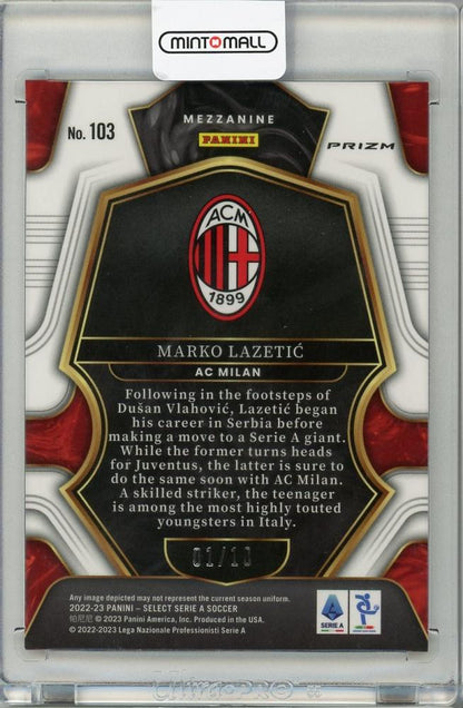 2022-2023 PANINI SELECT Marko Lazetic #10301/10 AC Milan