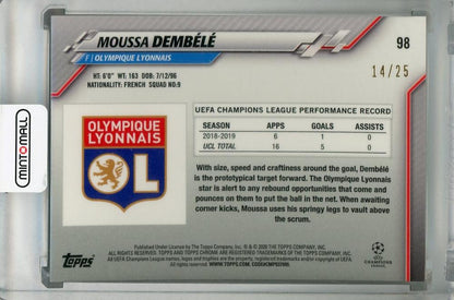2019-20 Topps Chrome UEFA Champions League Moussa Dembele Olympique Lyonnais Base Orange Parallel card number 14 of 25