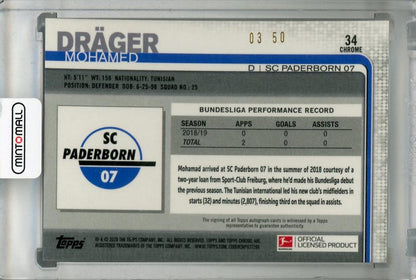 2019-20 Topps Chrome Bundesliga Mohamed Drager SC Paderborn 07 Gold Parallel Autograph card 03 of 50