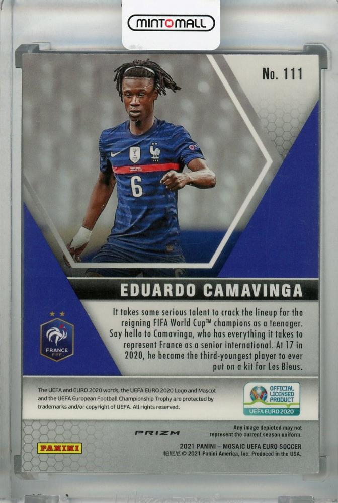 2021 Panini Mosaic UEFA Euro 2020 France Eduardo Camavinga Base Silver RC football card