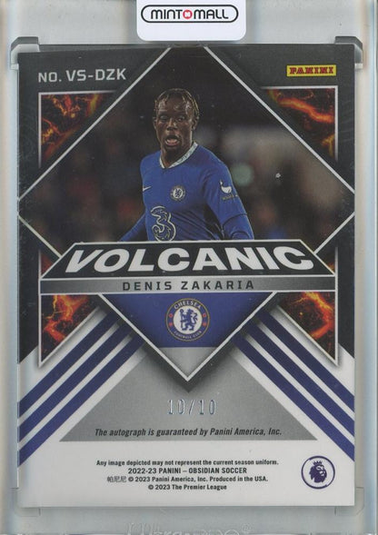 2022-23 Panini Obsidian Denis Zakaria Volcanic Signatures Electric Etch Yellow #VS-DZK10/10 Chelsea FC