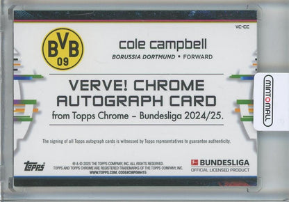 2024-25 Topps Bundesliga Chrome Cole Campbell Verve Auto #VC-CC Borussia Dortmund
