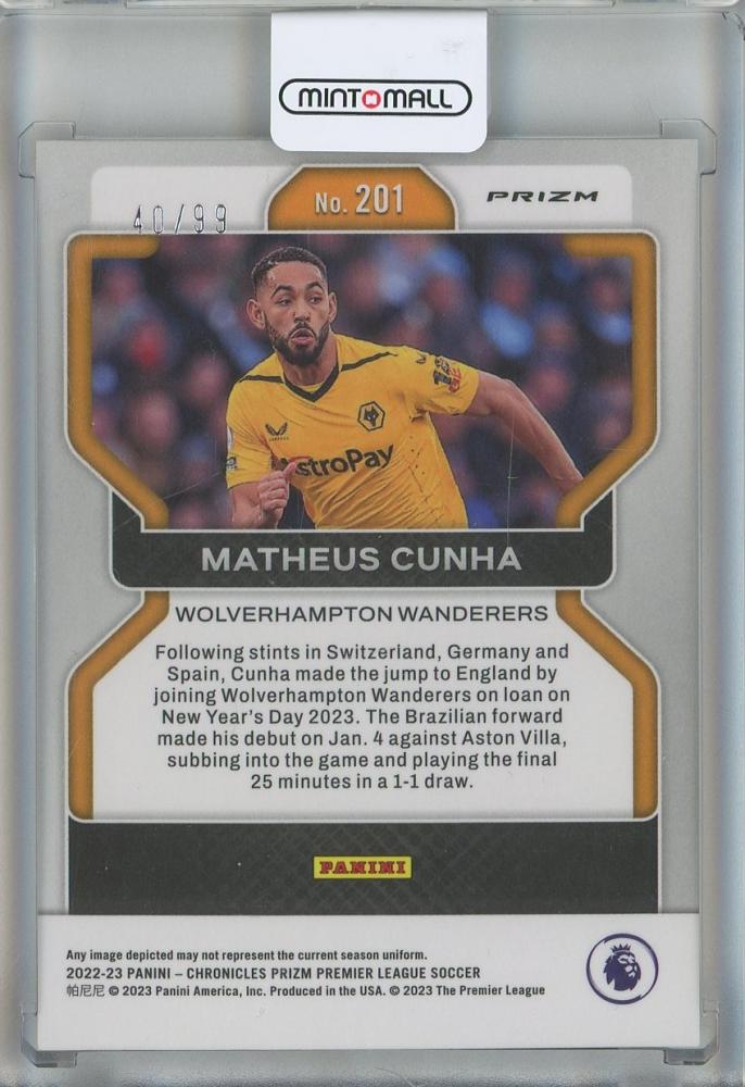 2022-23 Panini Chronicles English Premier League Matheus Cunha Red #20140/99 Wolverhampton Wanderers