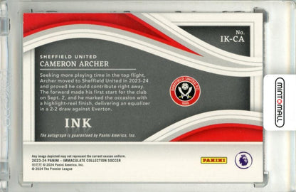 2023-24 Panini Immaculate Cameron Archer #IK-CA Ink Ruby Autograph Card08/30 Sheffield United
