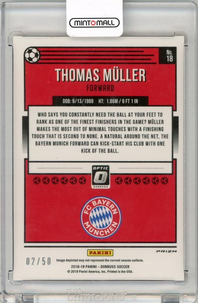 2018-19 Panini Donruss Soccer Thomas Muller Red Velocity02/50 FC Bayern Munchen