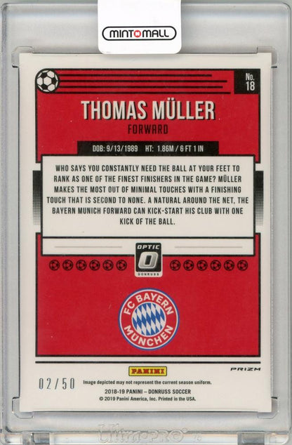 2018-19 Panini Donruss Soccer Thomas Muller Red Velocity02/50 FC Bayern Munchen
