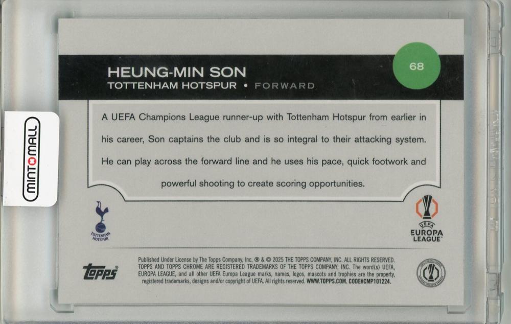 2025 TOPPS Chrome Uefa Club Competition Heung-Min Son #6840/99 Tottenham Hotspur