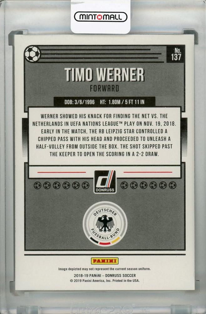 2018-19 Donruss Germany Timo Werner Base Gold parallel card numbered 64 out of 75
