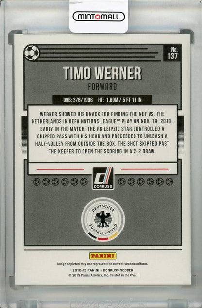 2018-19 Donruss Germany Timo Werner Base Gold parallel card numbered 64 out of 75
