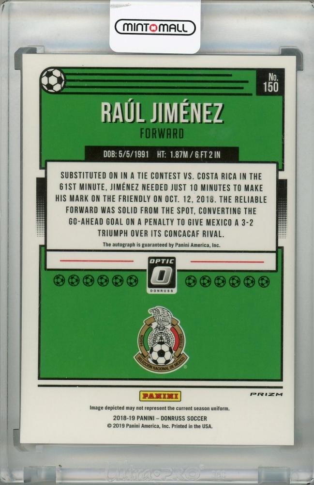 2018-19 Donruss Mexico Raul Jimenez Base Optic Autograph trading card