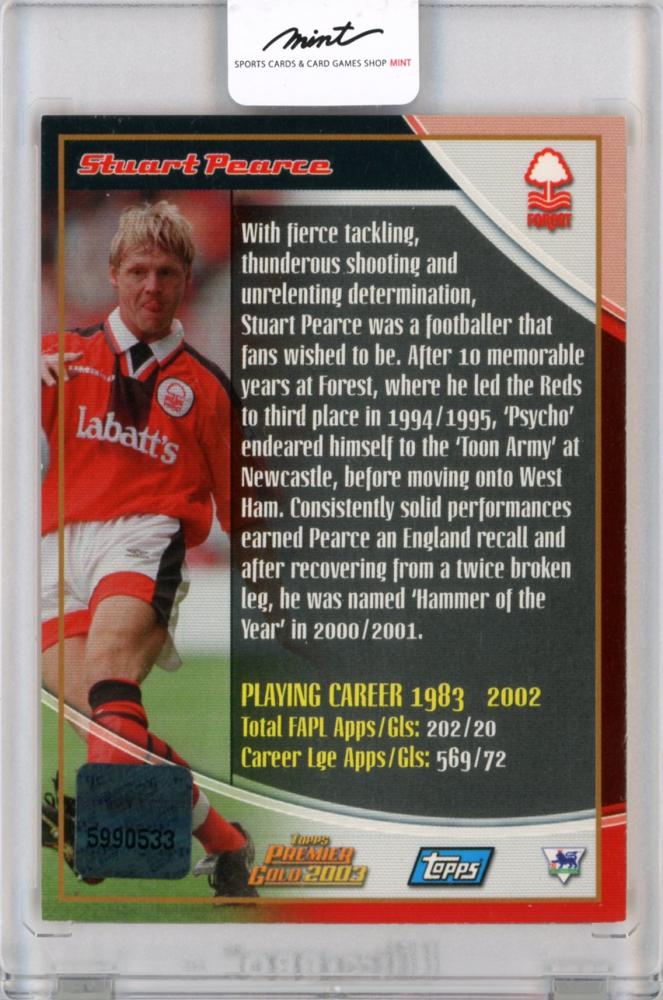 2003 Topps Premier Gold Stuart Pearce Autographs Card with Handwritten Signature