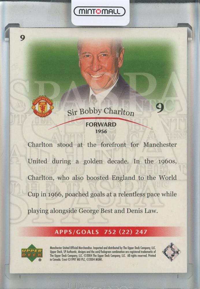 2004 Upper Deck SP Authentic Bobby Charlton Red #9075/325 Manchester United