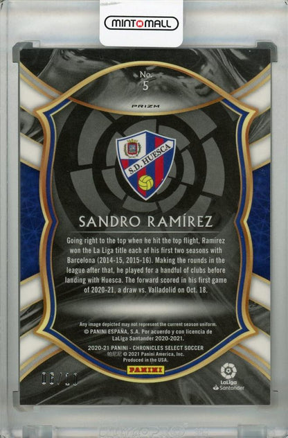 2020-21 Panini Chronicles SD Huesca Sandro Ramirez Gold parallel card numbered 06/10