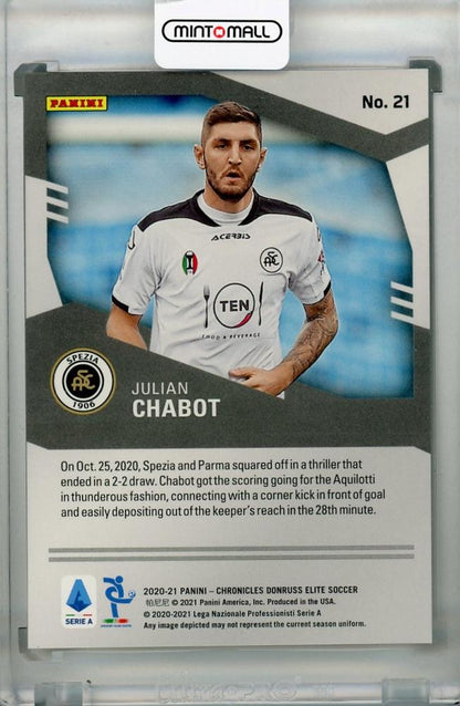 2020-21 Panini Chronicles Spezia Calcio Julian Chabot Elite Serie A Green parallel card numbered 2 of 5