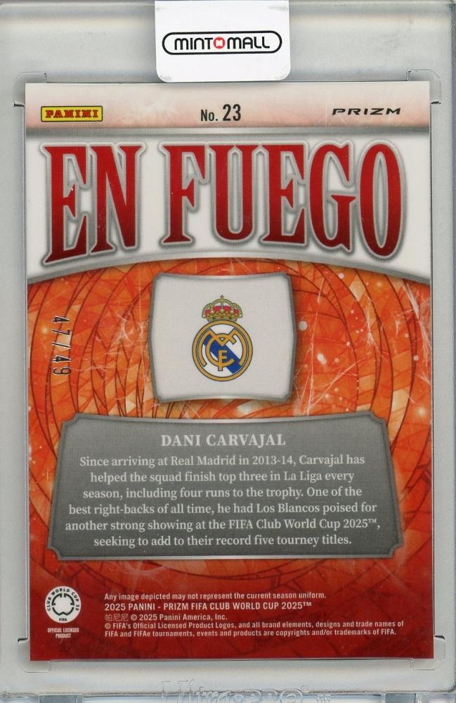 2025 PANINI PRIZM CLUB WORLD CUP Dani Carvajal EN FUEGO#2347/49 Real Madrid