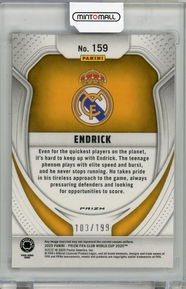 2025 PANINI PRIZM CLUB WORLD CUP Endrick Red Prizm#159103/199 Real Madrid