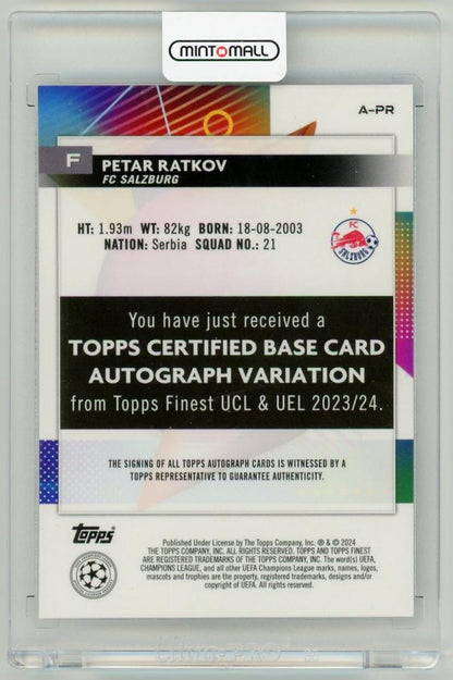 2023-24 Topps Finest UEFA Club Competitions Petar Ratkov AutographsA-PR FC Salzburg