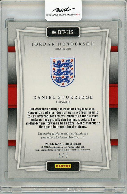 2016-17 PANINI Select Jordan Henderson & Daniel Sturridge Player Worn Materials 5/5