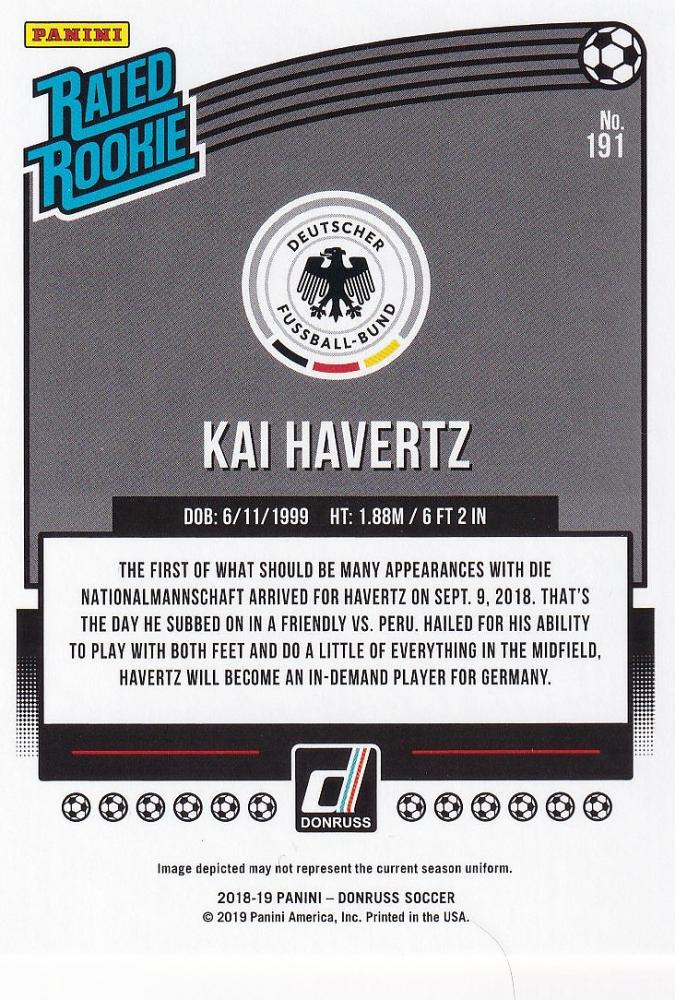 2018-19 Panini Donruss Germany Kai Havertz Base trading card featuring Kai Havertz