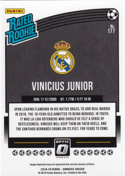 2018-19 Panini Donruss Real Madrid CF Vinicius Junior Base Optic trading card