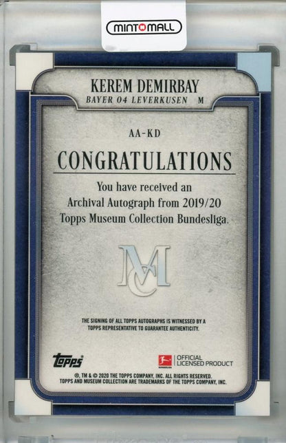 2019-20 Topps Museum Collection Bundesliga Bayer 04 Leverkusen Kerem Demirbay Gold Parallel autograph card