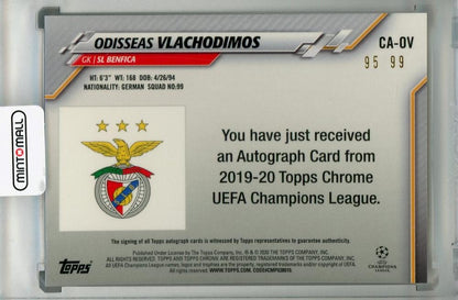 2019-20 Topps Chrome UEFA Champions League SL Benfica Odisseas Vlachodimos autograph green parallel card numbered 95/99