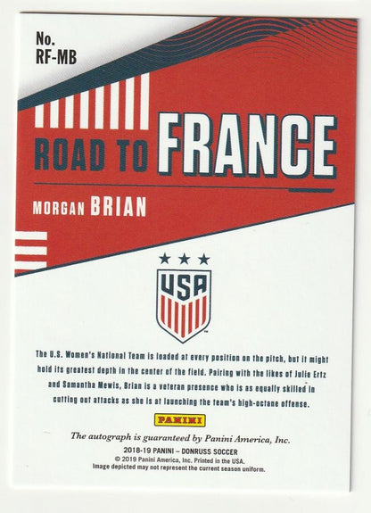 2018-19 PANINI Donruss Gold Parallel Road to France Autographs Morgan Brian card numbered 62 out of 75