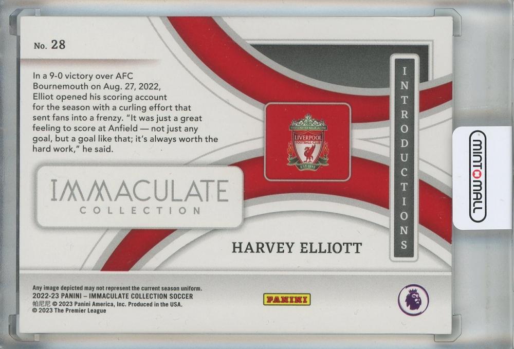 2022-23 Panini Immaculate Harvey Elliott Introductions20/25 Liverpool FC