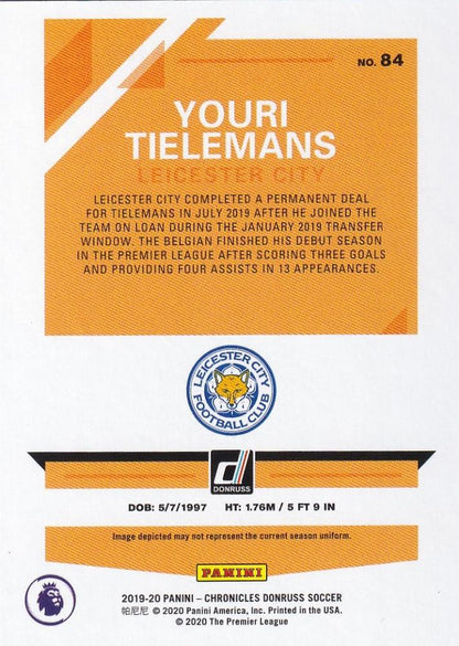 2019-20 Panini Chronicles Leicester City Youri Tielemans Base Donruss Premier League Green parallel card 23/50