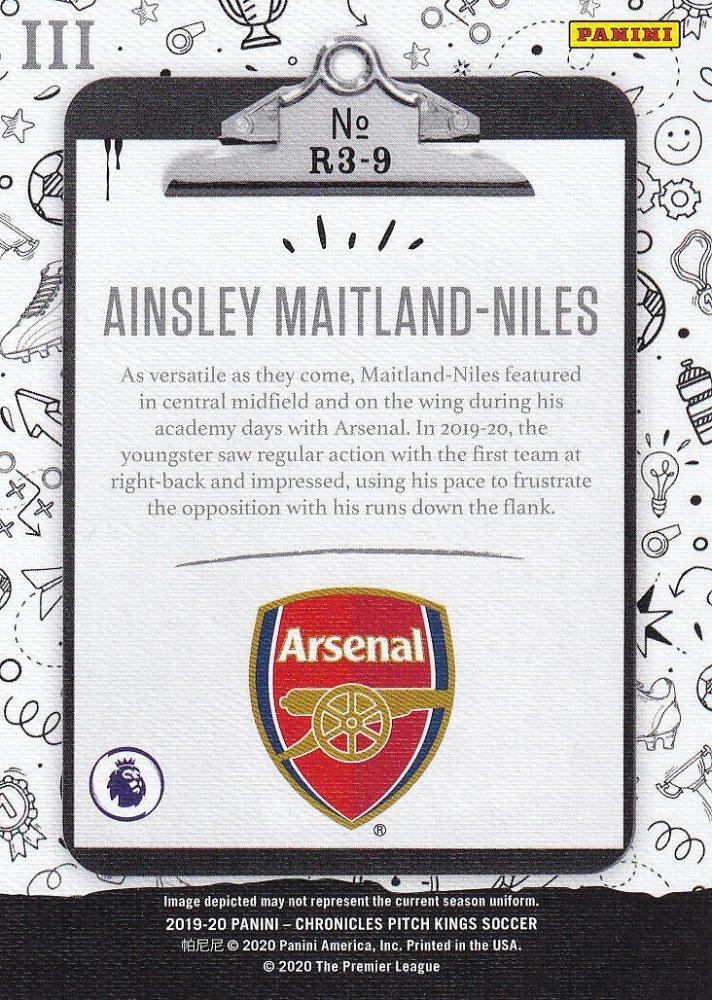 2019-20 Panini Chronicles Arsenal Ainsley Maitland-Niles Pitch Kings Rookies III trading card