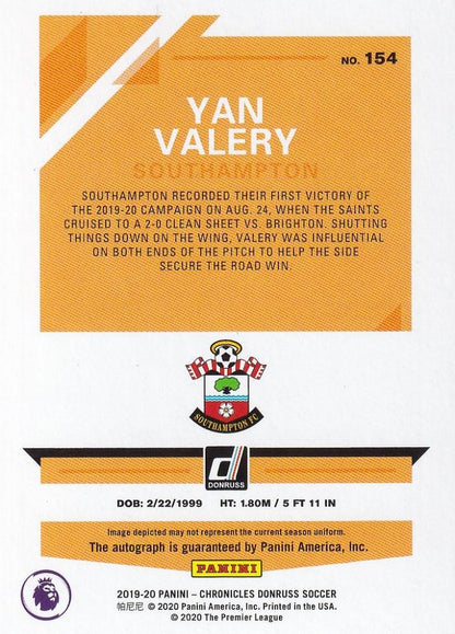 2019-20 Panini Chronicles Yan Valery Southampton Base Donruss Signature Edition card number 250 of 300 with minor stain on back