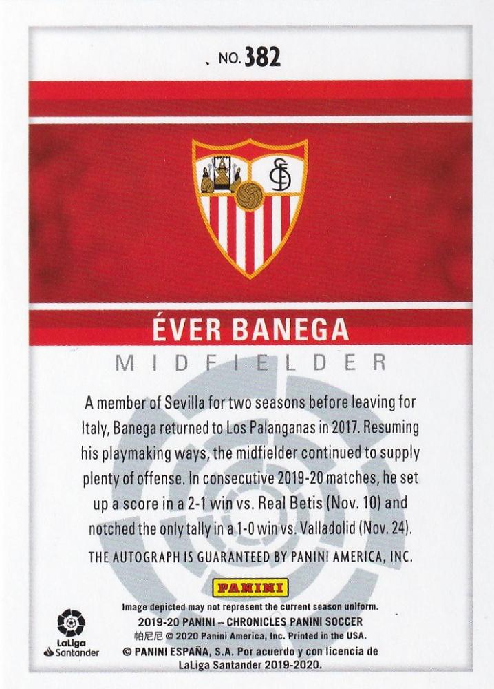 2019-20 Panini Chronicles Sevilla FC Ever Banega Base Panini Signatures card serial 65 of 99