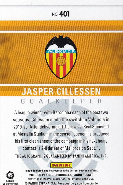 2019-20 Panini Chronicles trading card of Jasper Cillessen from Valencia CF numbered 232 out of 300