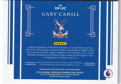 2019-20 Panini Impeccable Premier League trading card featuring Gary Cahill of Crystal Palace, serial numbered 76/99