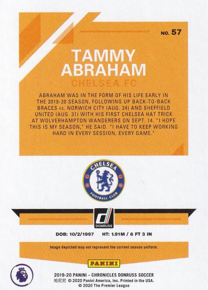 2019-20 Panini Chronicles Chelsea FC Tammy Abraham Base Donruss Premier League Green parallel card numbered 04/50