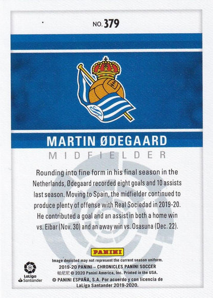 2019-20 Panini Chronicles La Liga Canvas Parallel Martin Odegaard Real Sociedad card numbered 12 out of 35