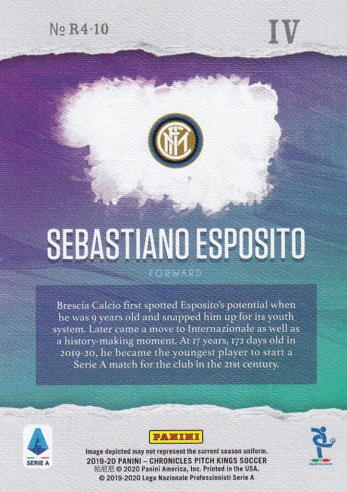 2019-20 Panini Chronicles Sebastiano Esposito Pitch Kings Rookies IV FC Internazionale Milano trading card