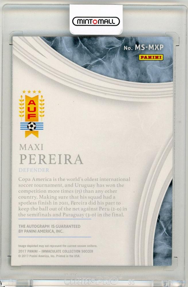 2017 Panini Immaculate Collection Maxi Pereira Marquee Signatures Sapphire Parallels13/35 Uruguay