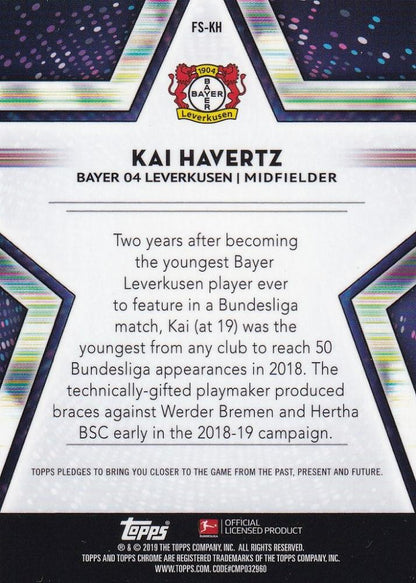 2018-19 Topps Chrome Bundesliga Bayer 04 Leverkusen Kai Havertz Future Stars trading card
