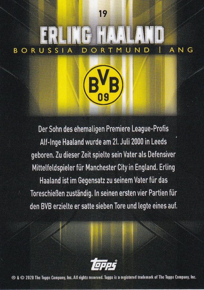 2020 Topps Transcendent Erling Haaland Borussia Dortmund base card serial 045/100