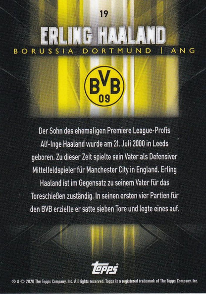2020 Topps Transcendent Erling Haaland Borussia Dortmund base card serial 045/100