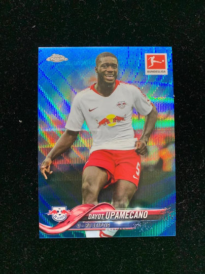 2018-19 Topps Chrome Bundesliga Dayot Upamecano RB Leipzig Blue Wave parallel card numbered 36 of 99