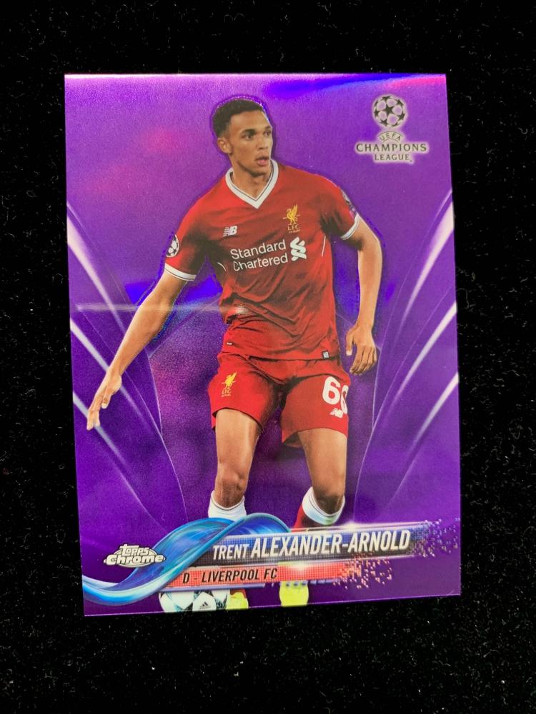 2017-18 Topps Chrome UEFA Champions League Liverpool FC Trent Alexander-Arnold Base Purple Parallel trading card