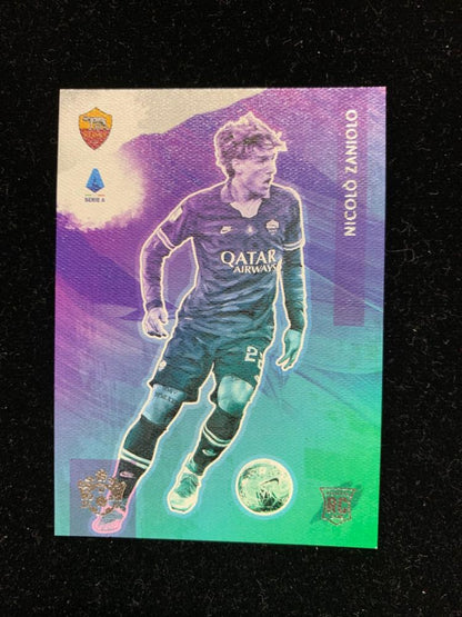 2019-20 Panini Chronicles AS Roma Nicolo Zaniolo Pitch Kings Rookies IV trading card