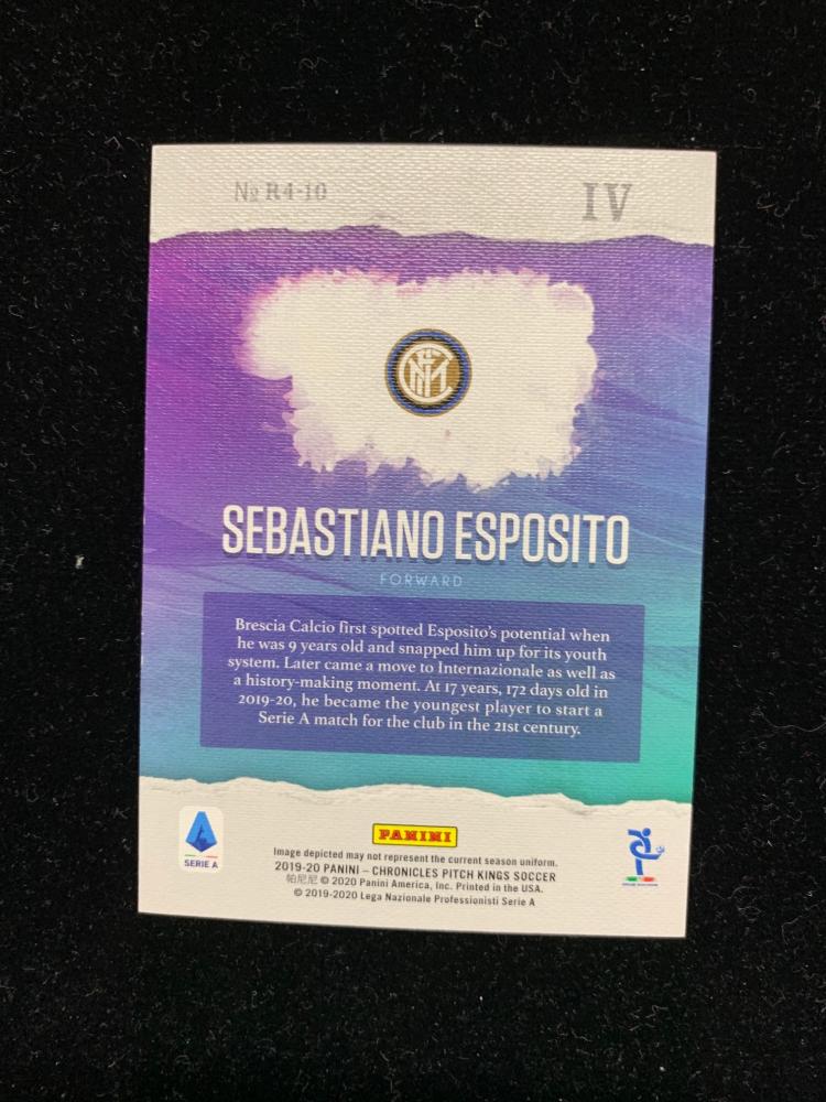 2019-20 Panini Chronicles Sebastiano Esposito Pitch Kings Rookies IV FC Internazionale Milano trading card