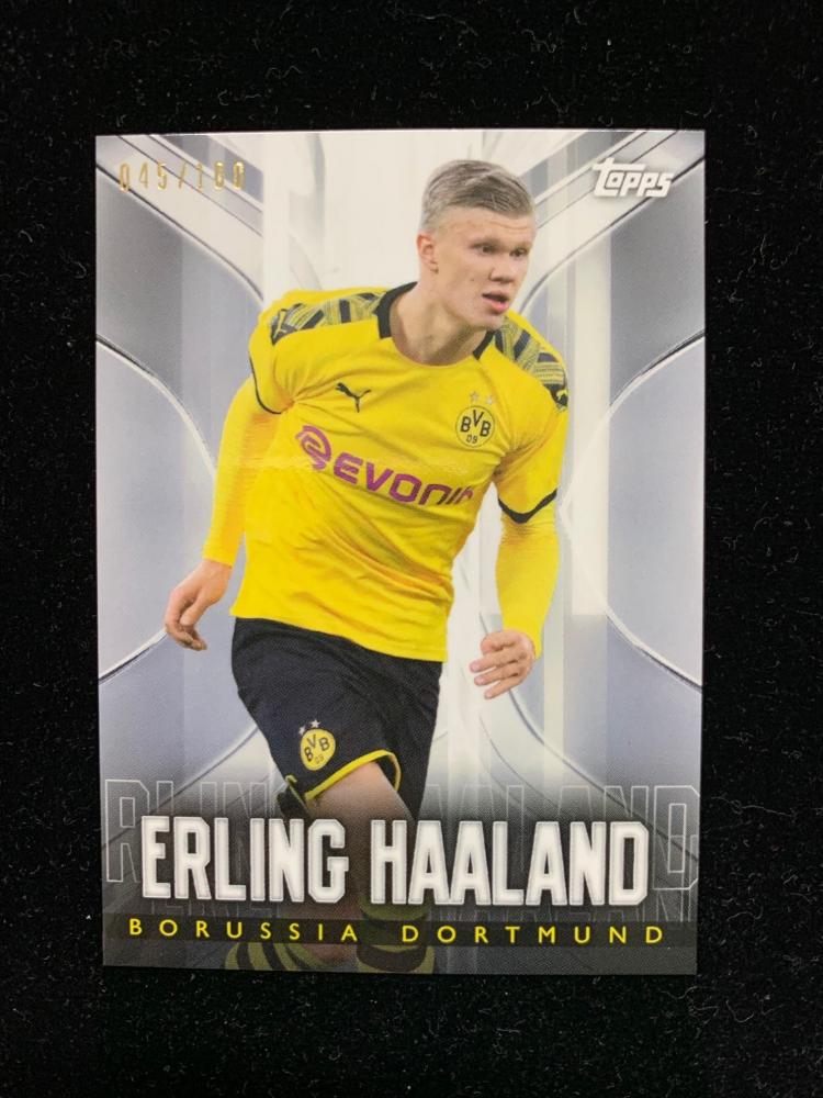 2020 Topps Transcendent Erling Haaland Borussia Dortmund base card serial 045/100