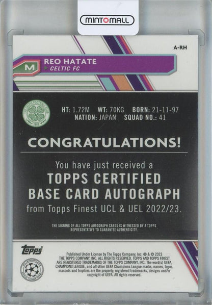 2022-23 Topps Finest UCL Reo Hatate Blue Refractors Auto #A-RH142/150 Celtic FC