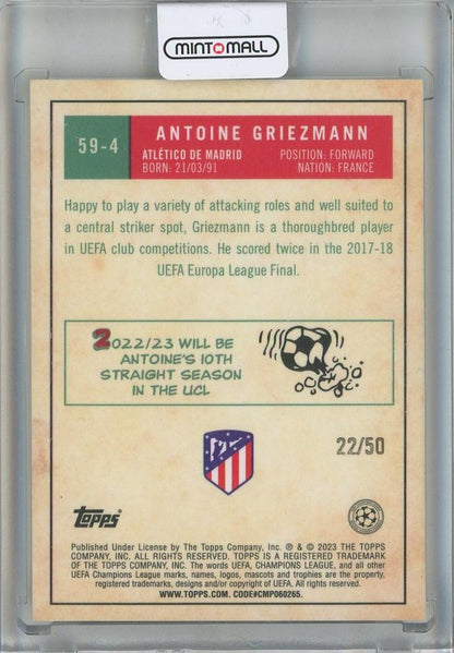 2023 Topps Chrome Antoine Griezmann Gold Refractor #59-422/50 Atletico Madrid