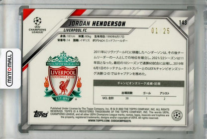 2021-22 Topps UEFA Champions League Japan Edition Liverpool FC Jordan Henderson Base Orange card numbered 01 of 25