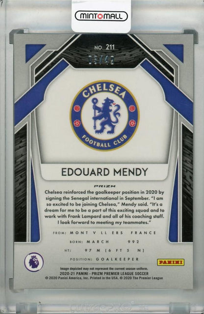 2020-21 Panini Prizm Premier League Breakaway Chelsea FC Edouard Mendy Base Teal parallel card 03 out of 49